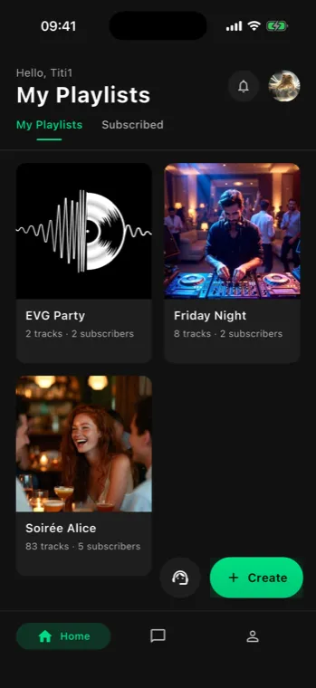 Partyfy home screen used to create a new party